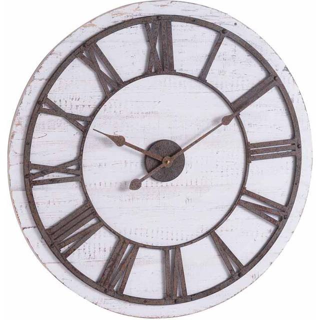 Rustic Wooden Clock with Aged Numerals and Hands - Wood - L4 x W68 x H68 cm