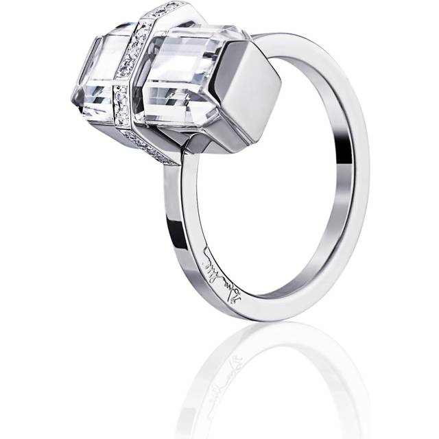 Little Bend Over - Crystal Quartz Ring Vitguld 16.50 mm