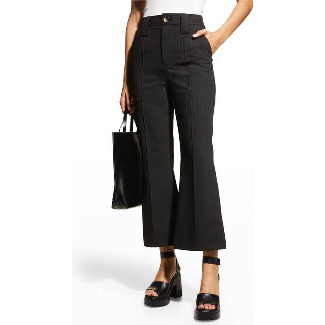 GANNI Stretch Stripe Bootcut High-Waist Crop Pant