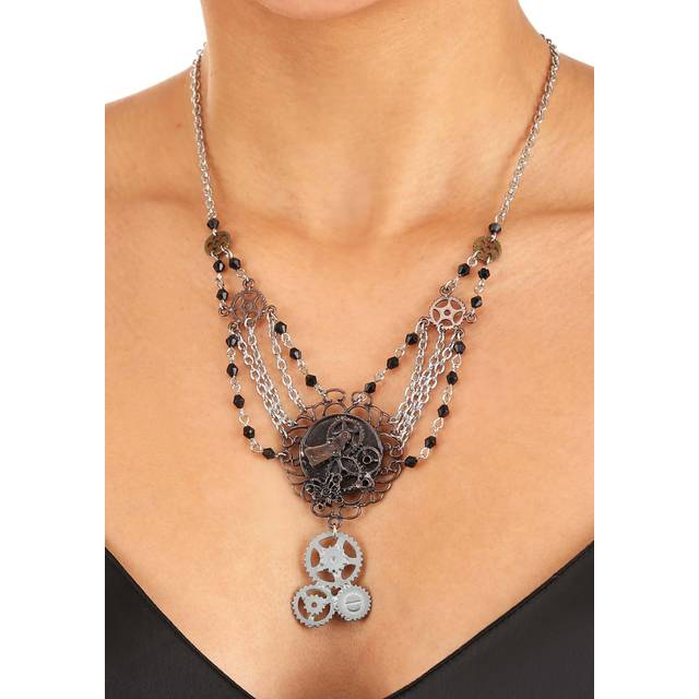 Antique Chain Gear Necklace - Brown&#47;Gray (One-Size)
