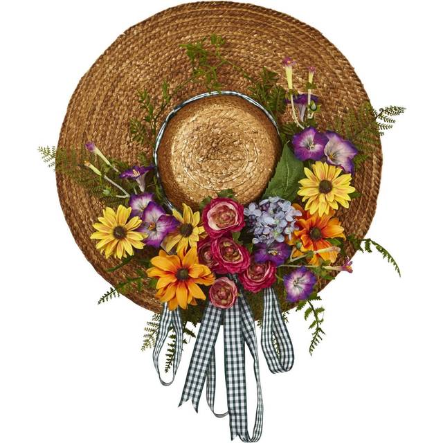 Nearly Natural Mixed Flower Hat Wreath