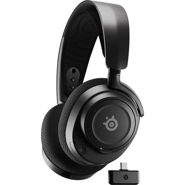 SteelSeries Arctis Nova 7 trådlöst headset för flera plattformar – Magnetiska drivenheter i neodym – 2.4GHz + mixbar Bluetooth – 38 hr USB-C-batteri – ClearCast Gen2 AI-mick –PC, PS5, Switch,VR,mobil