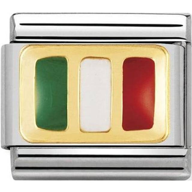 Nomination Classic Flag Charm - Enamel and 18k Gold Italy - Green,Red