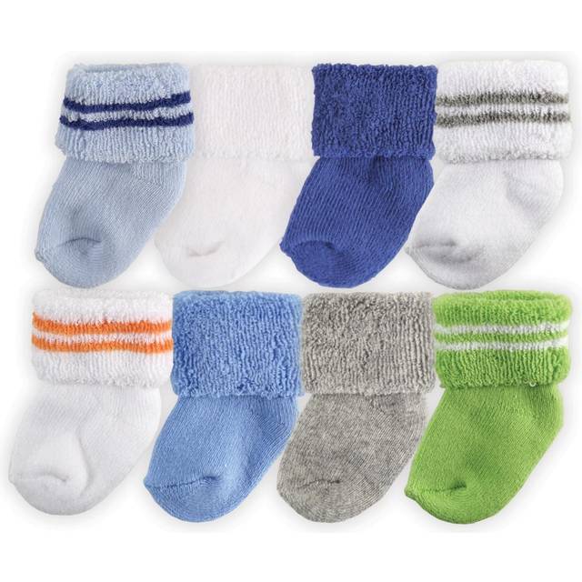 Luvable Friends Unisex Baby Newborn and Baby Terry Socks  Blue Orange