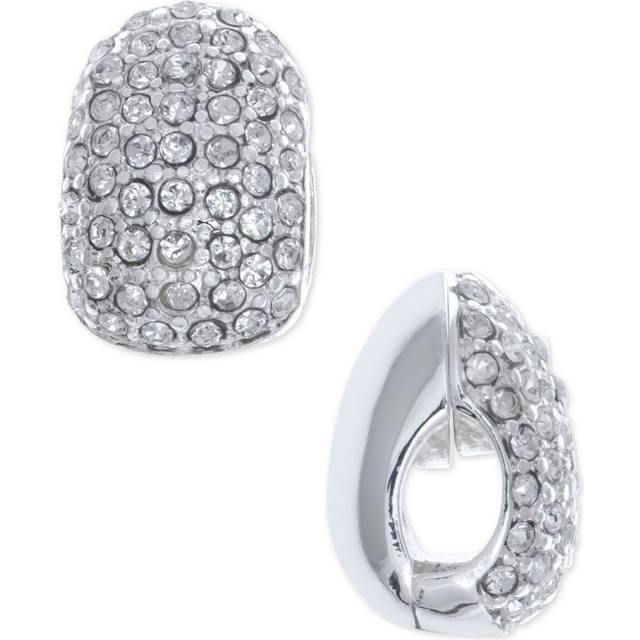 Anne Klein Women's Crystal Halo Silver-Tone Clip Earrings size 0.91"