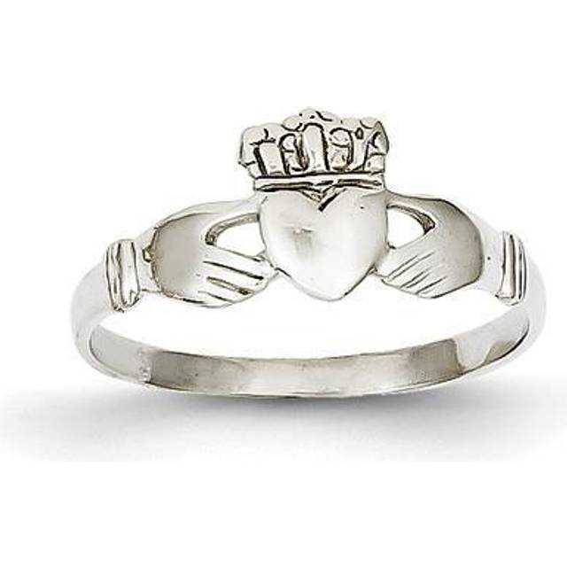 Quality Gold D3107 6 mm 14K White Gold Ladies Claddagh Ring, Size 6.5