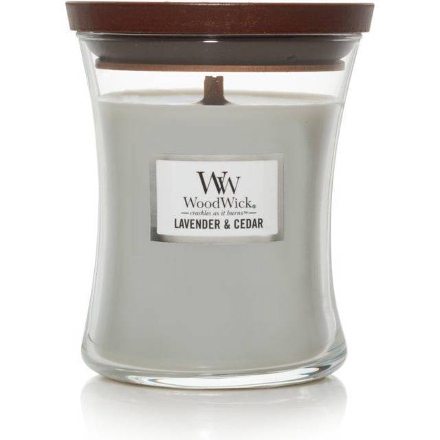 WoodWick Medium Hourglass Candle  Lavender & Cedar Scent  Crackles as it burns  Premium Soy Blend  9.7oz  Perfect for gifting