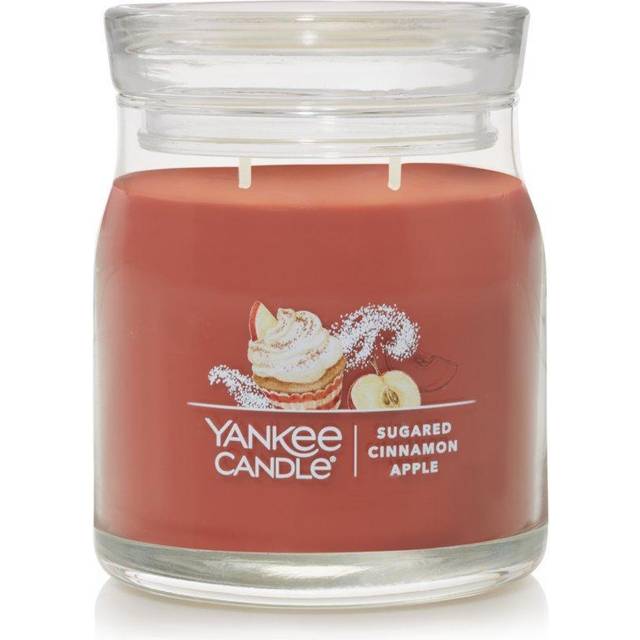 Yankee Candle Sugared Cinnamon Apple Scented Signature 13oz Medium Jar 2-Wick Candle Over 35 Hours of Burn Time