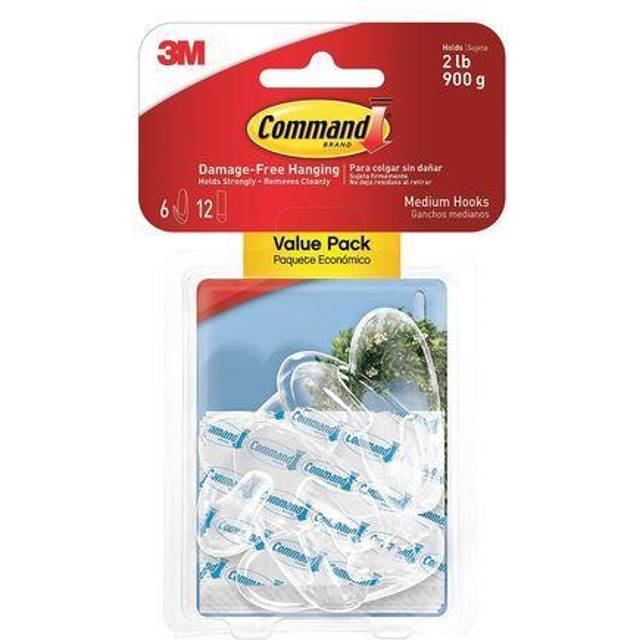 Command  3M Clear Hooks Medium  6 Count