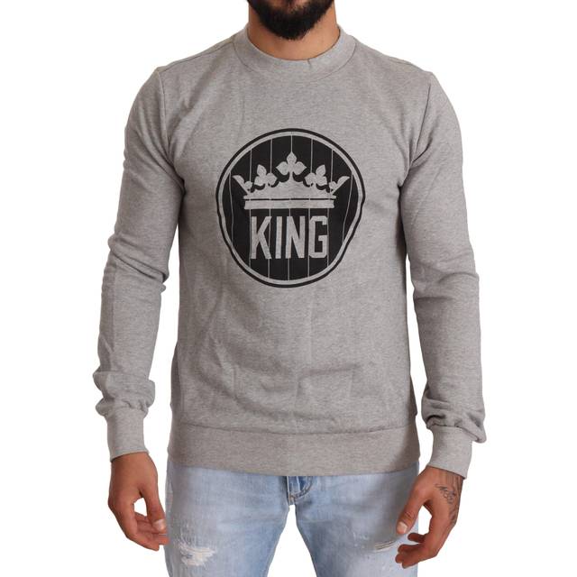 Dolce & Gabbana Gray Crown King Cotton Pullover Sweater - IT48 | M