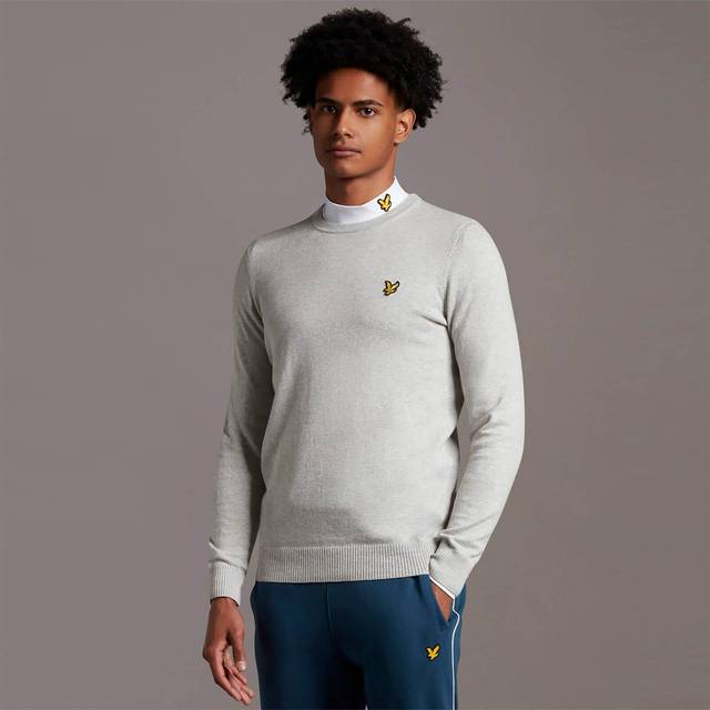 Lyle & Scott Mens Cotton Merino Crew Neck Jumper in Olive - Green - Size X-Large