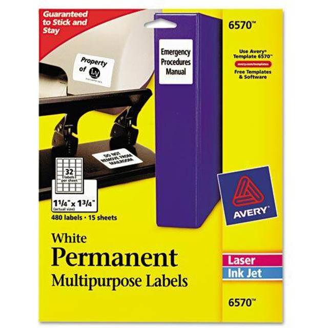 Avery ID Labels, Sure Feed Technology, Permanent Adhesive, 1.25 x 1.75, 480 Labels (6570)