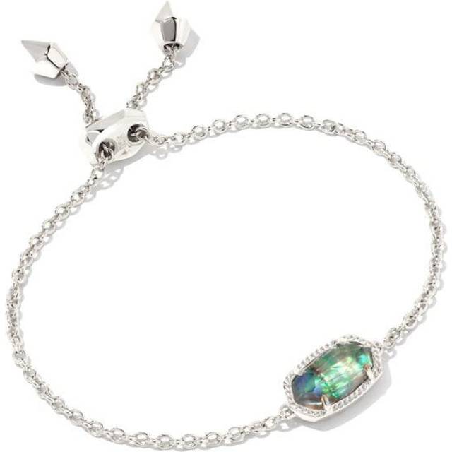 Kendra Scott Elaina Adjustable Chain Bracelet for Women  Fashion Jewelry  Rhodium-Plated  Iridescent Dichroic Glass
