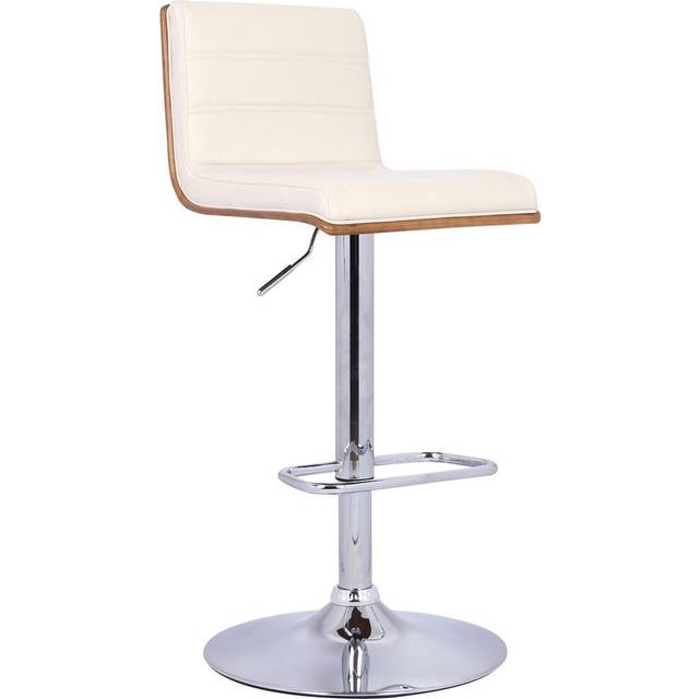Armen Living LCAUBAWABL Aubrey Barstool Chrome Base with Black Faux Leather Walnut Back