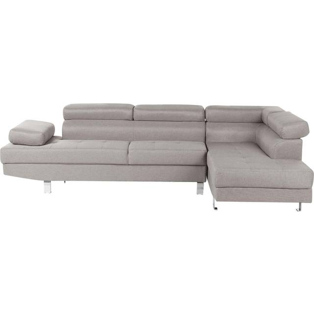 Left Hand Corner Fabric Sofa Light Grey NORREA