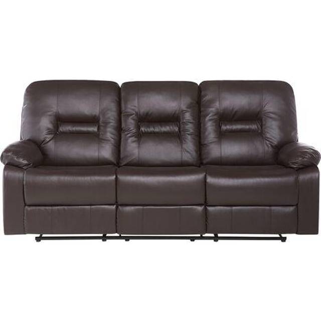 Beliani 3 Seater Faux Leather Manual Recliner Sofa Brown Bergen, Brown
