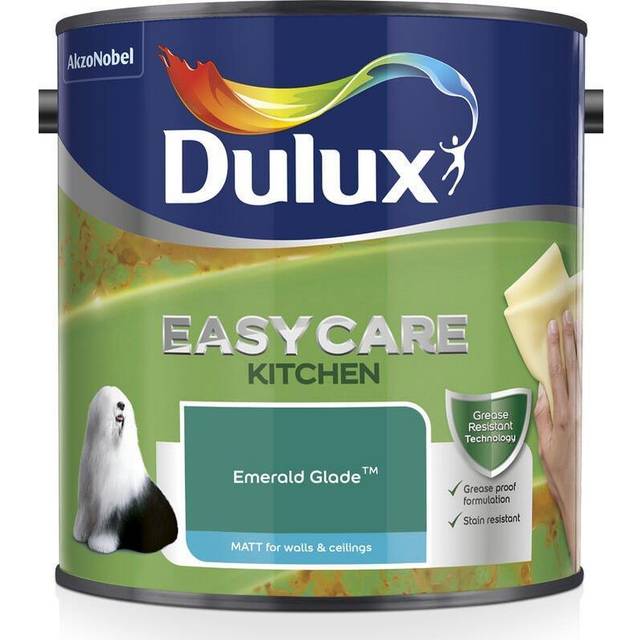 Dulux Easycare Kitchen Matt, Emerald Glade 2.5L, Emulsion Paint for Kitchens, Paints, Wall and Ceiling Paints