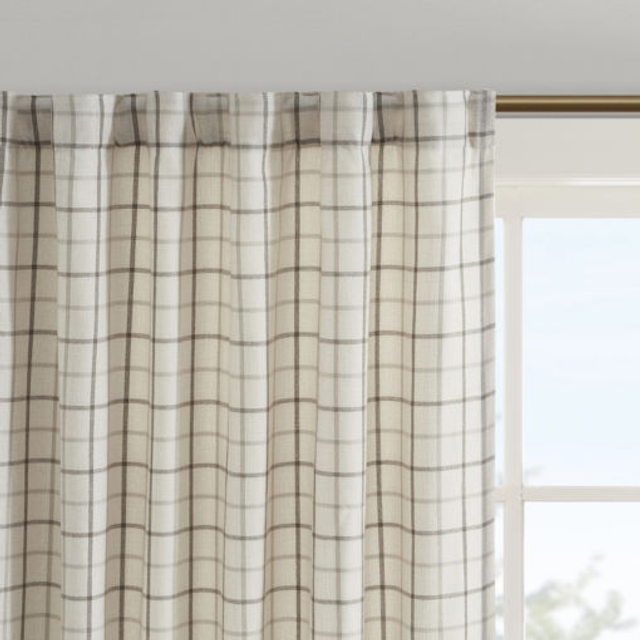 Madison Park Anaheim Cabin Plaid Curtain Single Window, Thermal Insulated Fleece Lining Living Room Decor Light Blocking Drape for Bedroom a