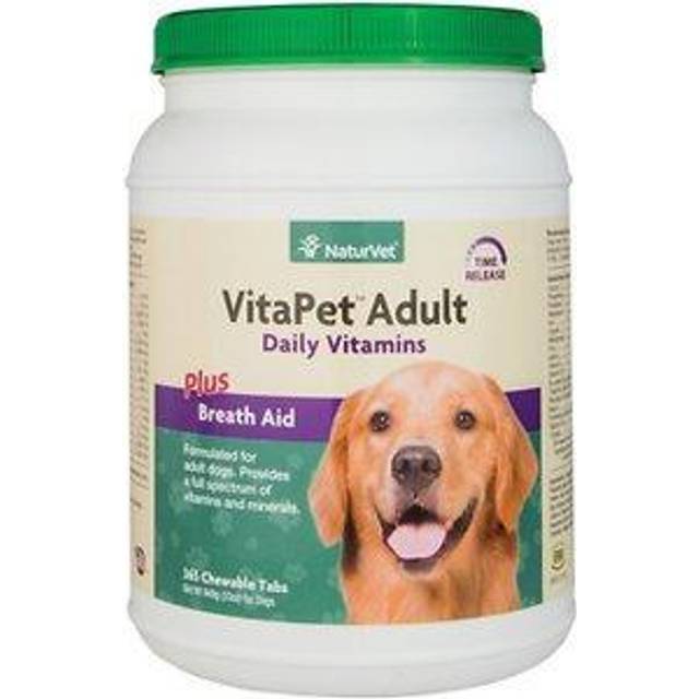 NaturVet VitaPet Adult Daily Vitamins plus Breath Aid for Dogs 365 Chewable Tablets