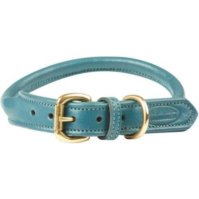Weatherbeeta Rolled Leather Dog Collar - Teal: Extra Large Size: XL