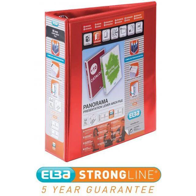 Elba Panorama 65mm Presentation Lever Arch File A4 Red (5 Pack) 400008437