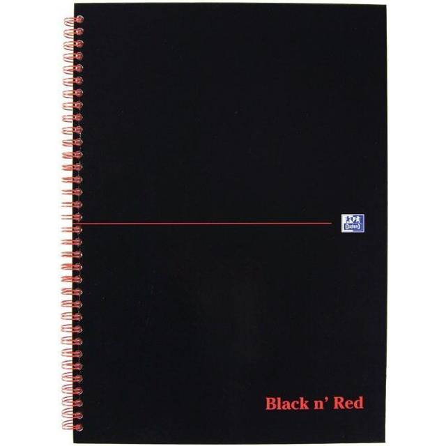 Black n' Red Ruled Perforated Wirebound Hardback Notebook A4 (5 Pack)