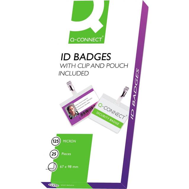 Q-Connect Hot Laminating ID Badge With Clip (Pack of 25) Ref KF00302