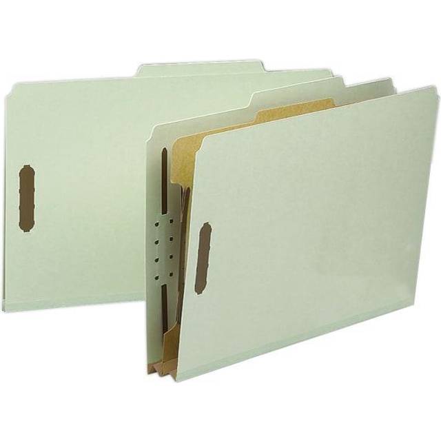"Classification Folder  One Divider  2"""""""" Exp.  2/5 Cut  Legal  Gray/Green  10/Box"