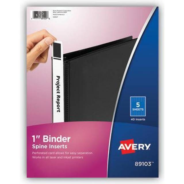 "Binder Spine Inserts  1"""" Spine Width  8 Inserts/sheet  5 Sheets/pack"
