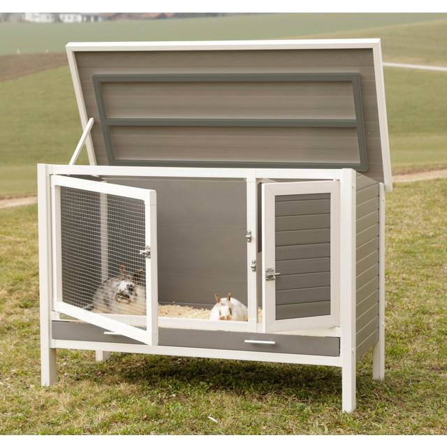 Kerbl ECO Rabbit Pen Samy Plastic Grey and White Rodent Habitat Hutch Cage