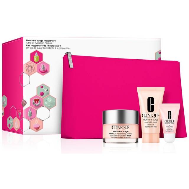 Clinique Moisture Surge Megastars Gift Set 50ml 100H Auto-Replenishing Hydrator + 30ml Overnight Mask + 7ml Lip Hydro-Plump Treatment