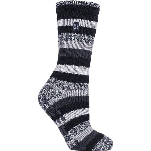 Heat Holders Womens - Ladies Non Skid Thermal Slipper Socks with Grips - Purple Nylon - Size 4-6.5
