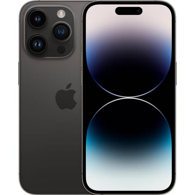 Apple iPhone 14 Pro - 5G smartphone - dual-SIM / Internal Memory 256 GB - OLED-skärm - 6.1" - 2556 x 1179 pixlar (120 Hz) - 3 st. bakre kameror 48 MP, 12 MP, 12 MP - front camera 12 MP - space black