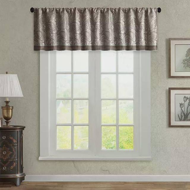 Madison Park fusksiden paisleymönstrad Jacquard, stång fickgardin med integritetsfoder för vardagsrum, kök, sovrum och sovsal, polyester, svart, 127 cm B x 45 cm L (paket med 1)