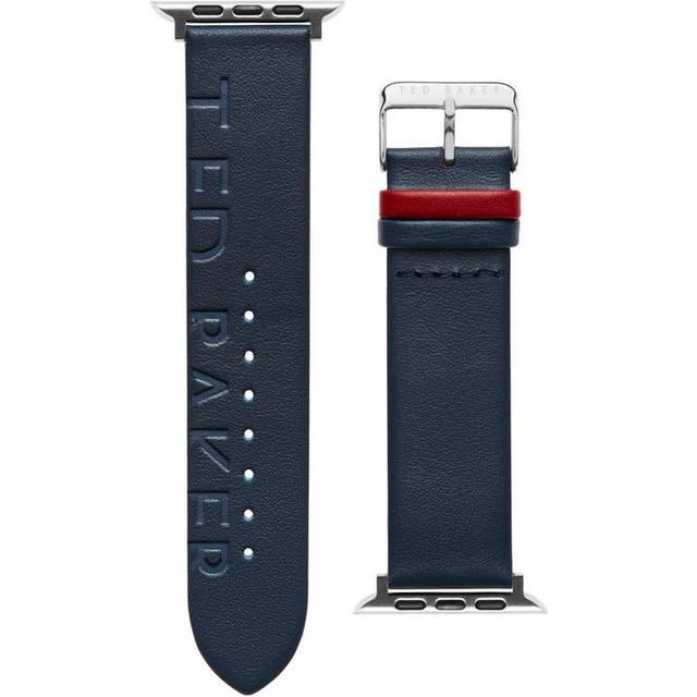 Ted Baker Blue Logo-Engraved Leather Strap for Apple watch (42/44mm), Navy, Men