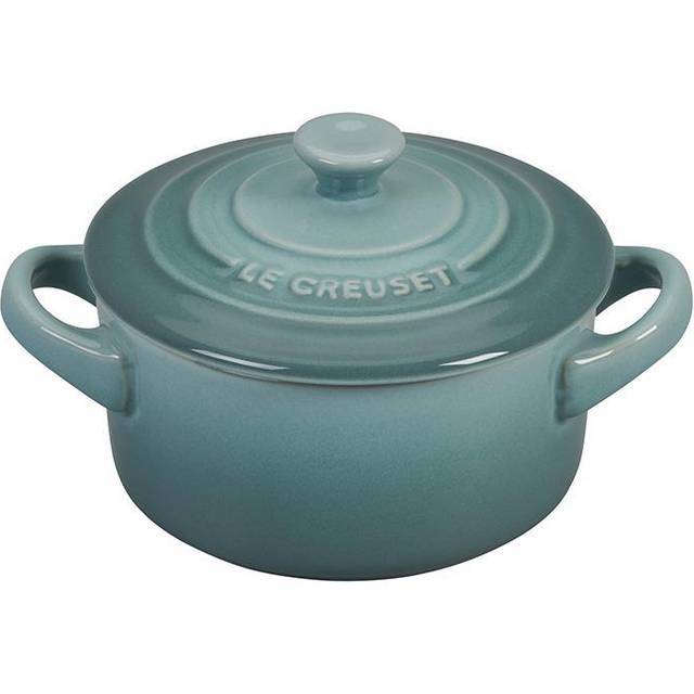 Le Creuset Stoneware Mini Round Cocotte with Lid  8 oz.  Sea Salt