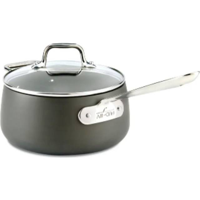 All-Clad HA1 Hard Anodized Nonstick SaucePan 2.5 Quart Induction Oven Broiler Safe 500F  Lid Safe 350F Pots and Pans  Cookware Black