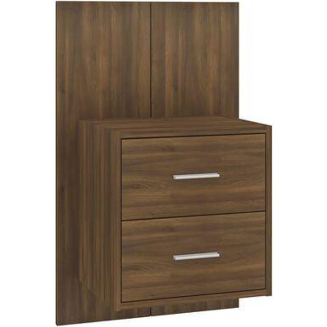 vidaXL Wall-mounted Bedside Cabinet Smoked Oak - Brown