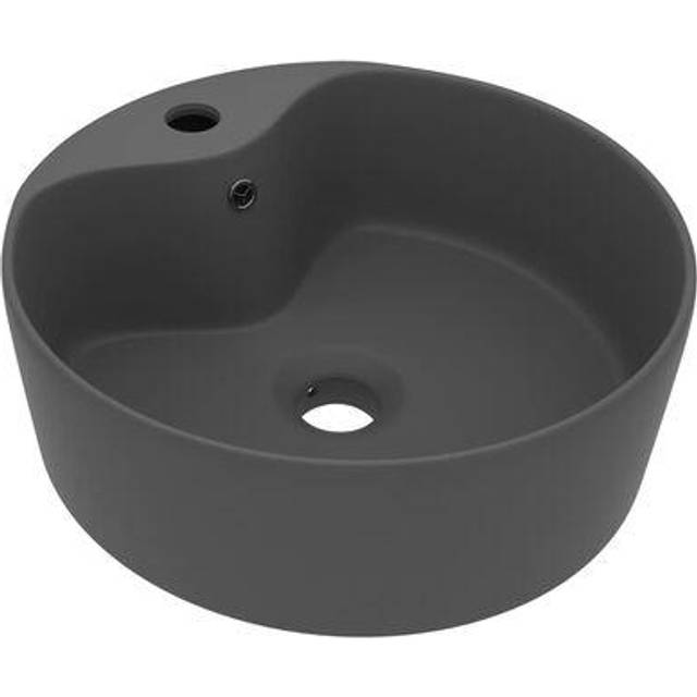 vidaXL Luxury Wash Basin with Overflow Matt Dark Grey 36x13 cm Ceramic