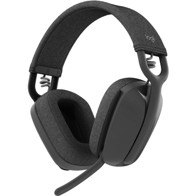 Logitech Zone Vibe 100 lätta trådlösa örontäckande hörlurar med brusreducerande mikrofon, avancerat multipunkt Bluetooth-headset, fungerar med Teams, Google Meet, Zoom, Mac/PC - Vit
