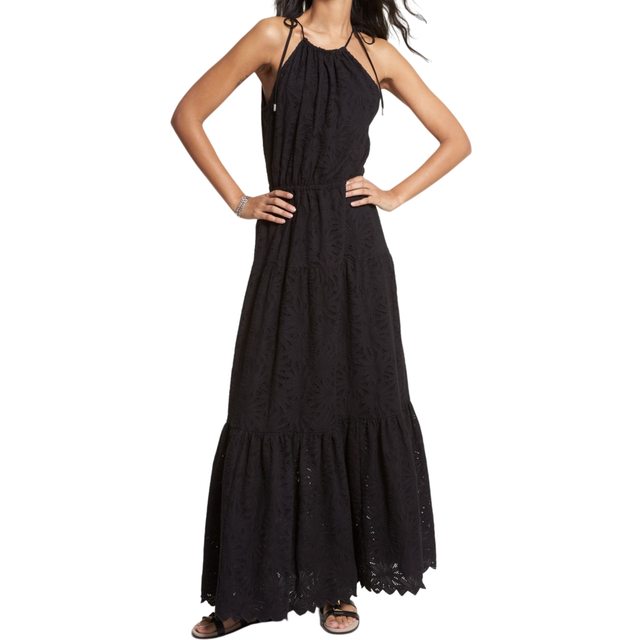 Michael Kors, Klänning, Dam, S, Bomull, Svart Bomull Maxi Klänning Broderad - black (S)