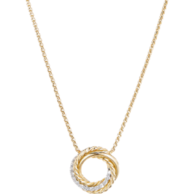 Crossover Pendant Necklace in 18ct Yellow Gold with Diamonds, 14.5mm
