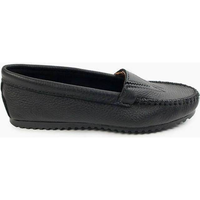 Minnetonka Women's Deerskin Gore Front Moccasin Black Deerskin 5 M US