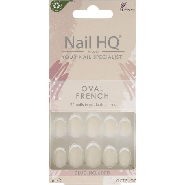 Nail Hq Oval French 24 Nails with Glue
