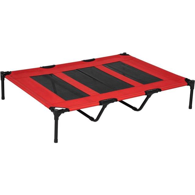 PawHut Raised Dog Bed Cooling Elevated Pet Cot with Breathable Mesh for Indoor Outdoor Use Red - XL - 122 x 92 x 23cm | TJ Hughes