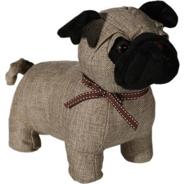 Out of the blue Pug Dog Shaped Door Stopper, Fabric, Cream