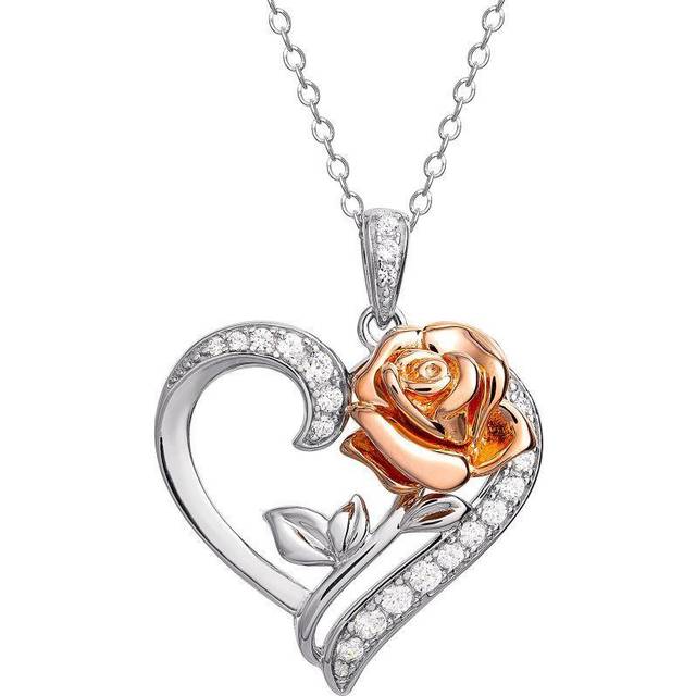 Disney prinsessa hjärta sten och kristall hänge halsband CF01102RRML-B.PH, En storlek, Mässing, Ingen ädelsten