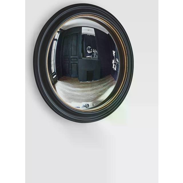 Crossland Grove Victoria Convex Wall Mirror Black & Gold - 630 x 630mm, Black