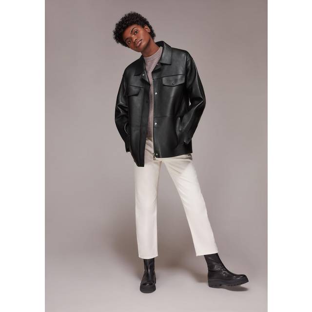 Whistles Clean Bonded Leather Jacket, Black