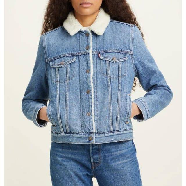 Levi's Damer, original sherpa trucker Z2097 Indigo Worn IN, M